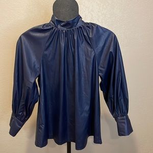 Rachel Comey Long Sleeve Faux Leather Blouse Size XXS